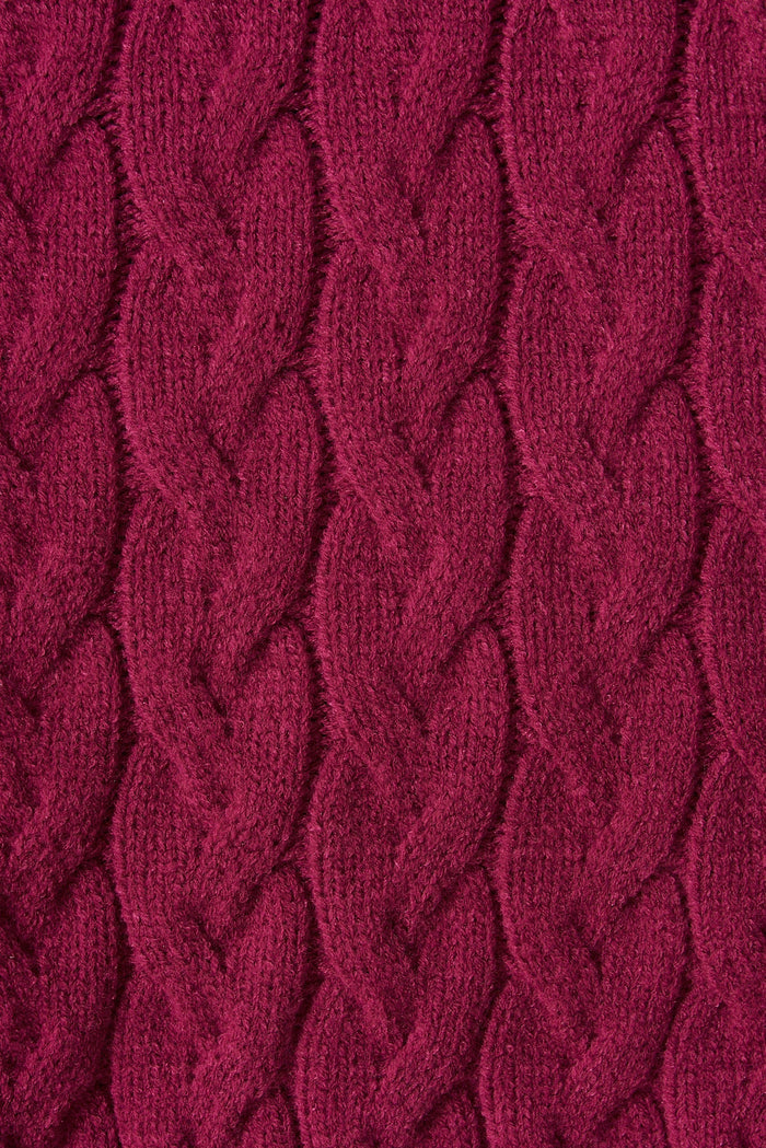 Yesenia Hood Knit Cardigan In Magenta Wool Blend - fabric
