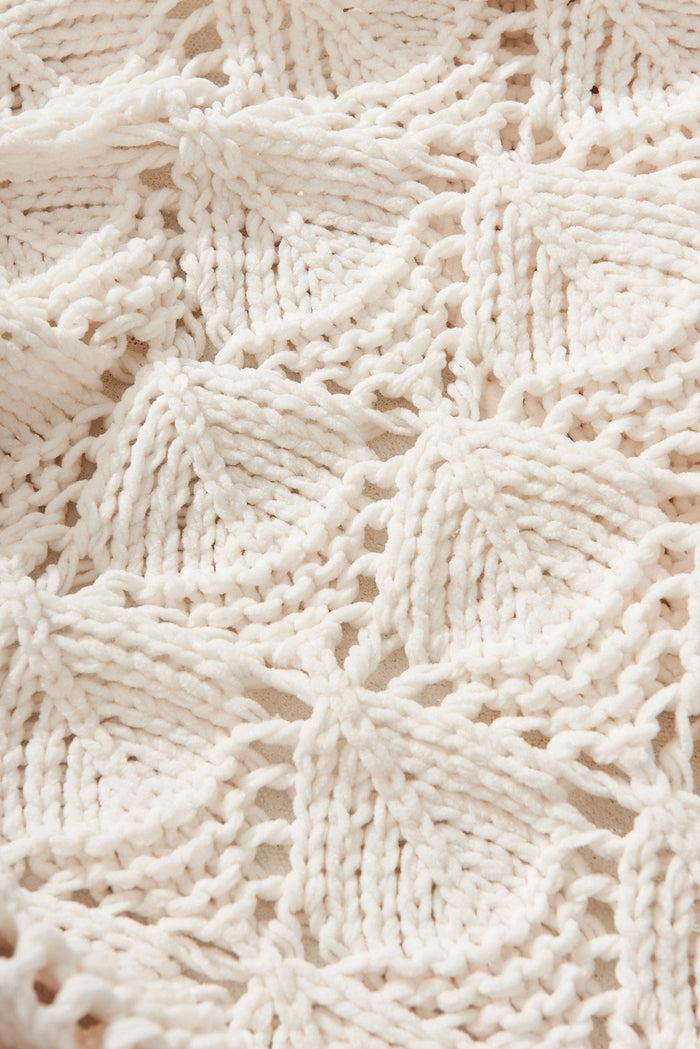 Suzano Knit Cardigan In White Wool Blend - fabric
