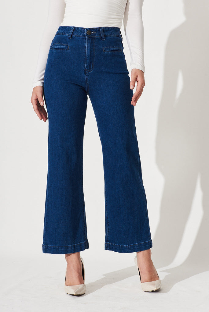 Waverley Denim In Dark Blue Cotton Blend - frontWaverley Denim In Dark Blue Cotton Blend - front