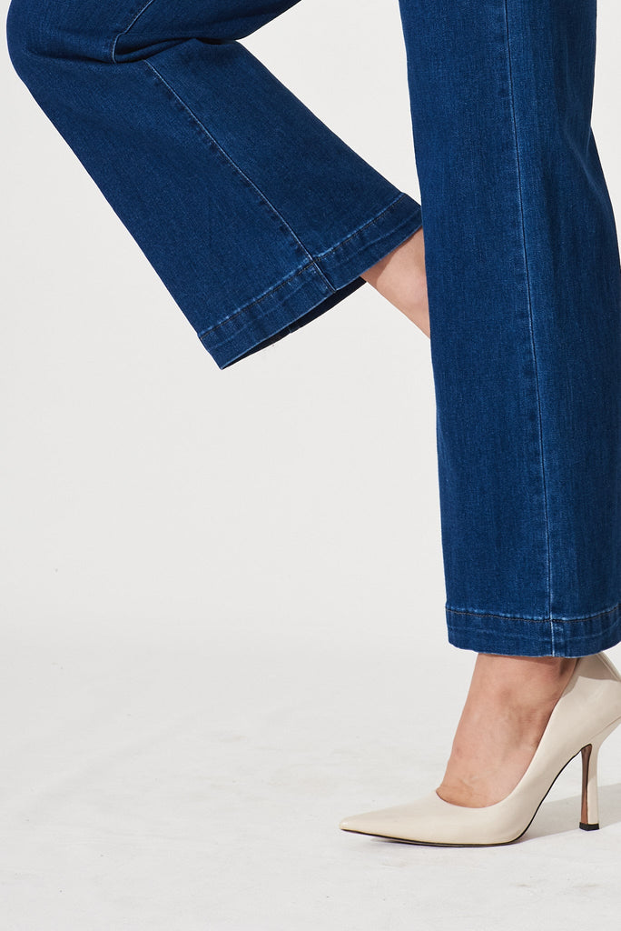 Waverley Denim In Dark Blue Cotton Blend - detail