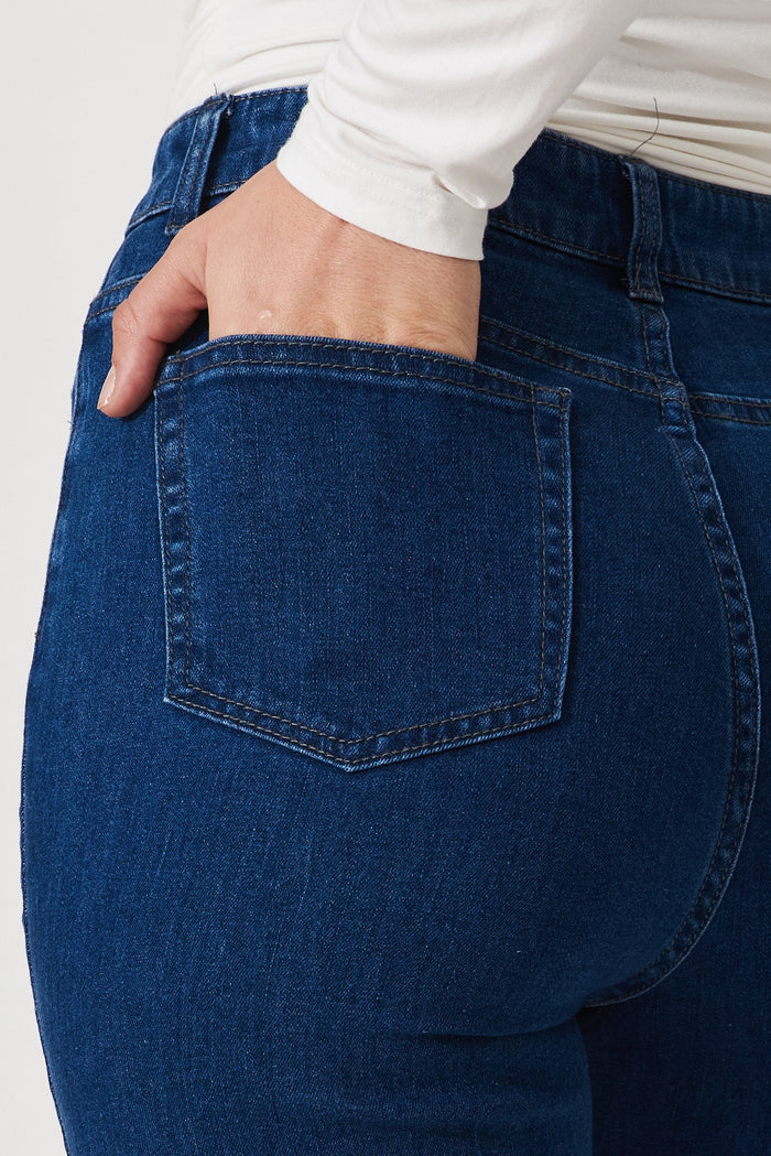 Waverley Denim In Dark Blue Cotton Blend - detail