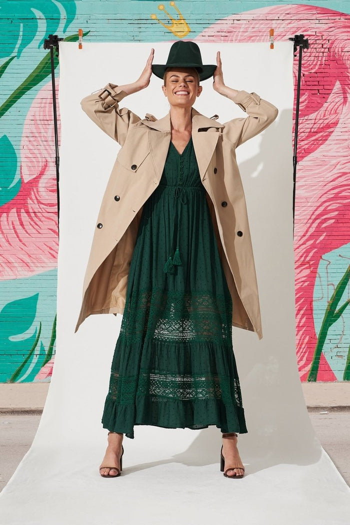 Boheme Dress In Green Swiss Dot - St Frock (Dev)