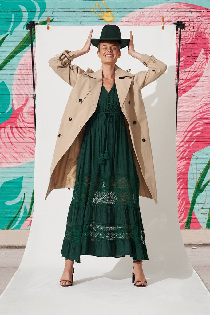 Boheme Dress In Green Swiss Dot - St Frock (Dev)