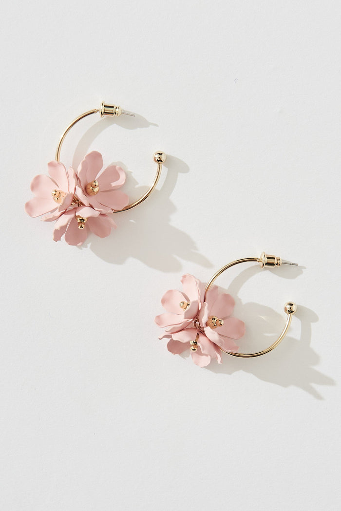 August + Delilah Allanis Hoop Earrings In Pink - front