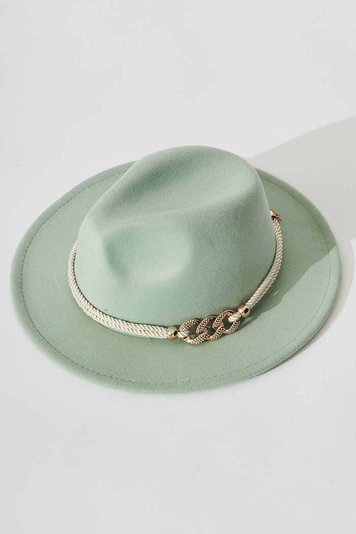 August + Delilah Montpellier Fedora In Mint With Gold Trim - St Frock (Dev)