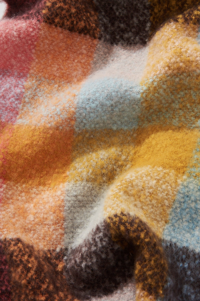 August + Delilah Brooklyn Oversized Knit Scarf In Multi Colour Check - fabric