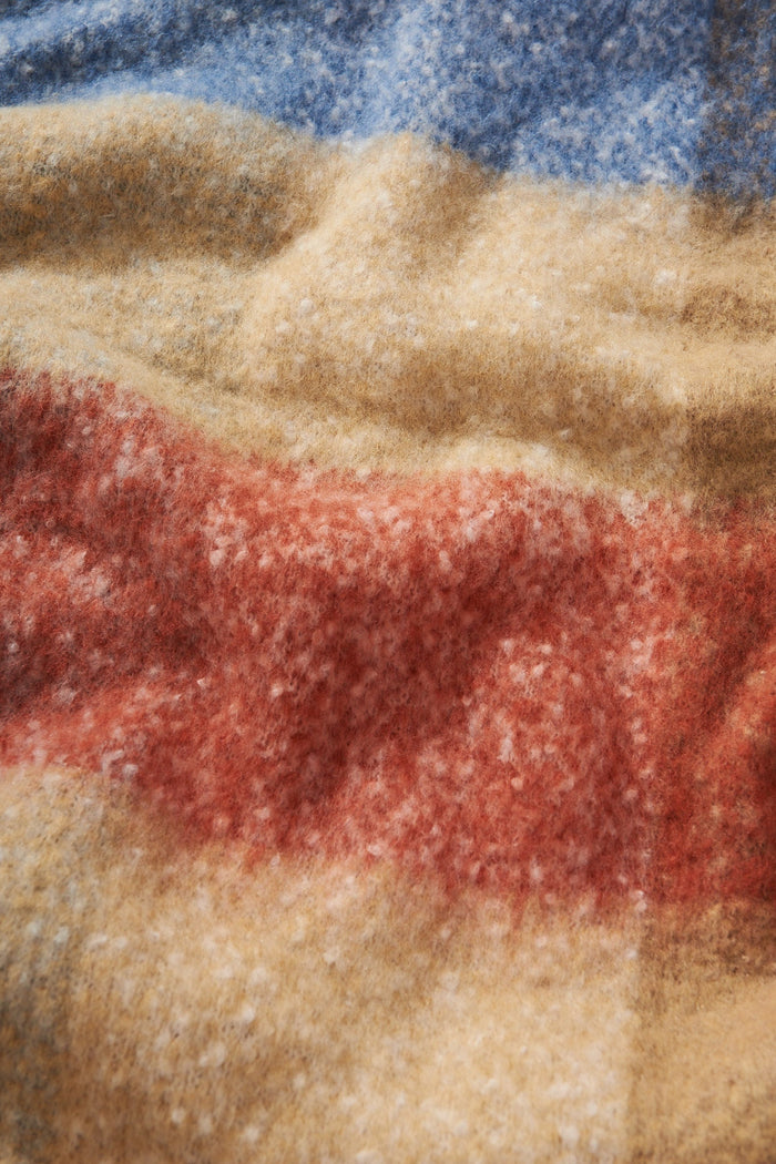 August + Delilah Brooklyn Oversized Knit Scarf In Red And Blue Check - fabric