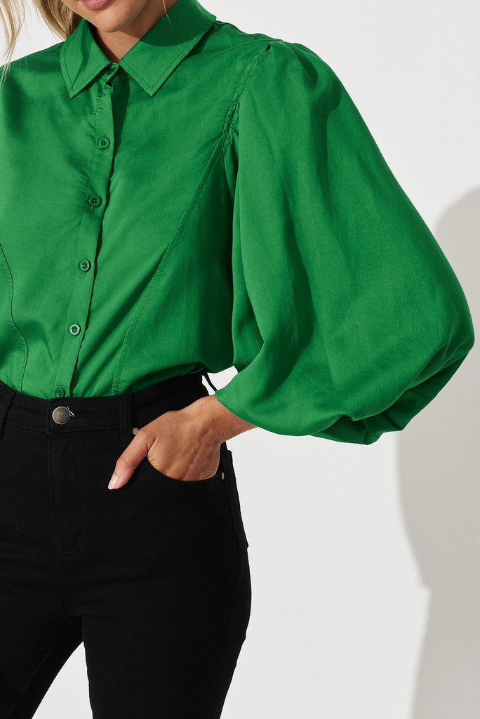 Doris Shirt In Green Cotton Blend - detail