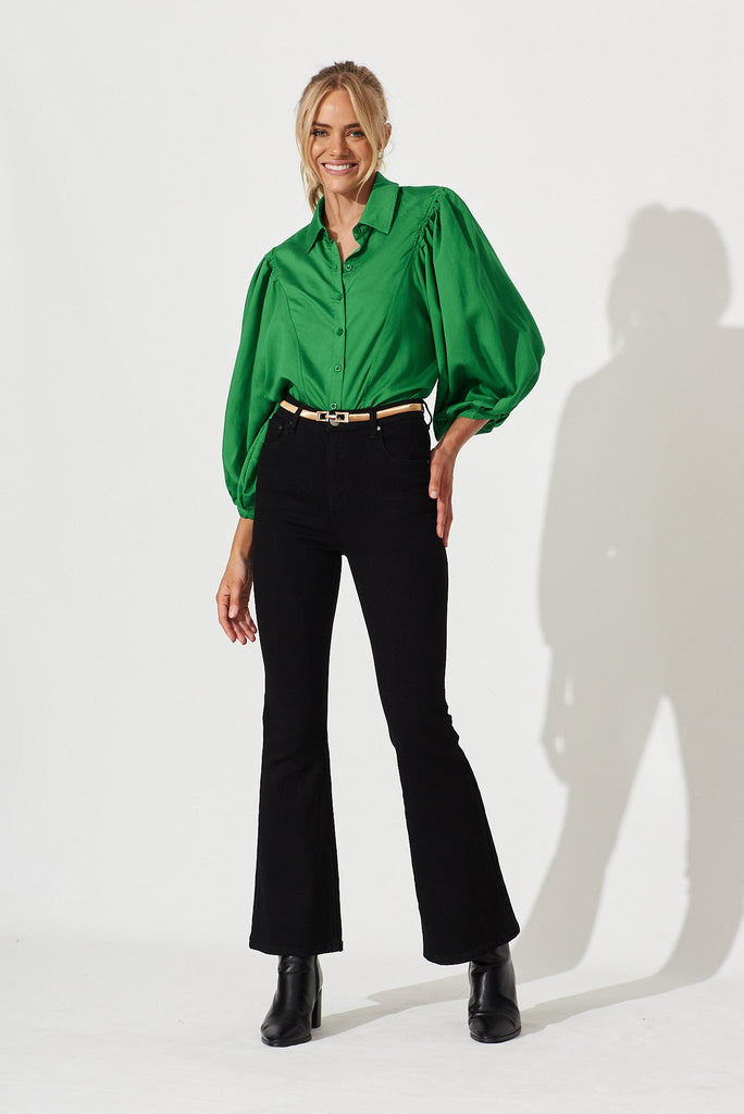 Doris Shirt In Green Cotton Blend - full length