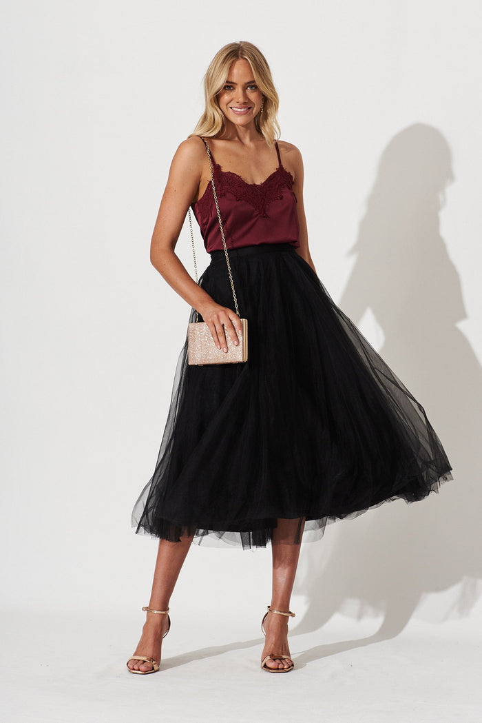 Wannabe Tulle Skirt In Black - full length