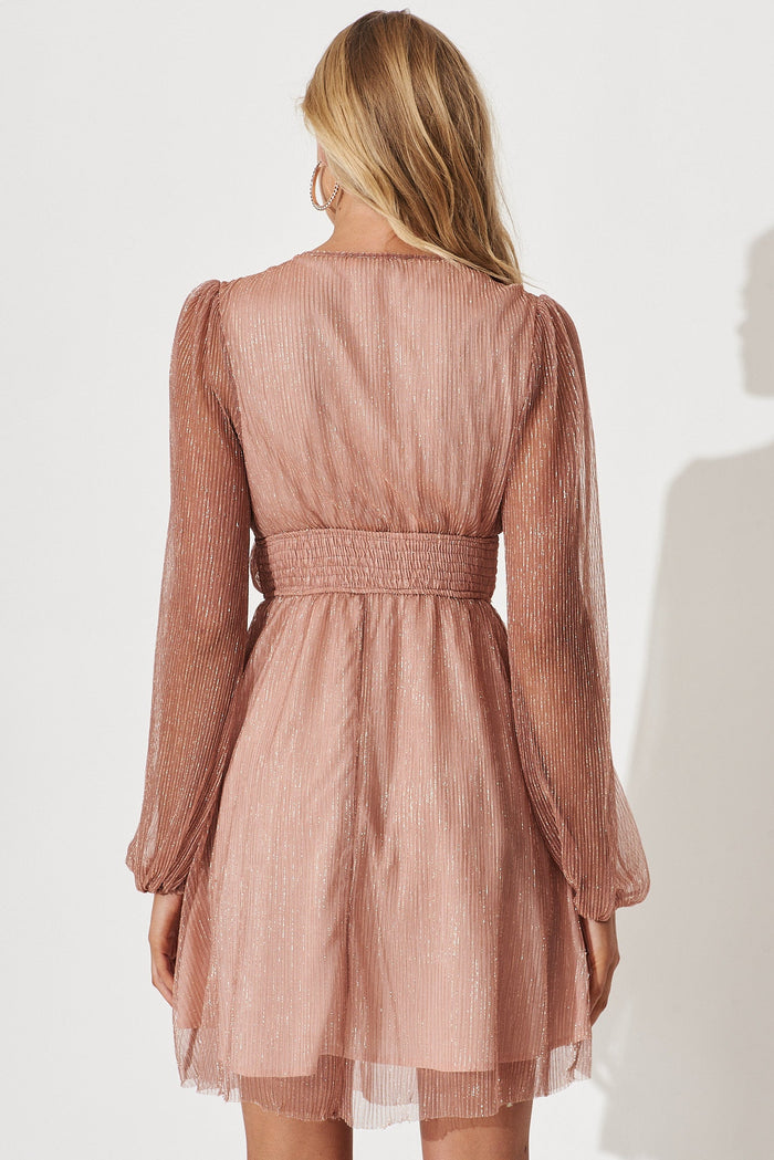 Precious Dress In Rose Gold Lurex Chiffon - back