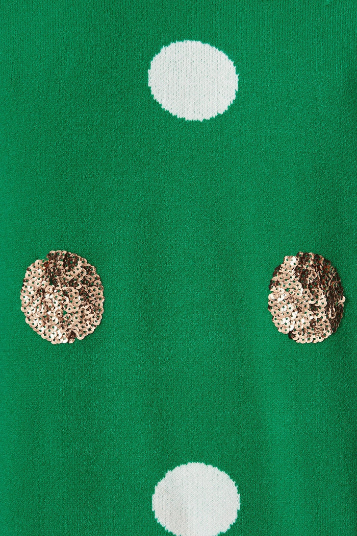 Almeria Knit In Green With Sequin Spot Wool Blend - St Frock (Dev)
