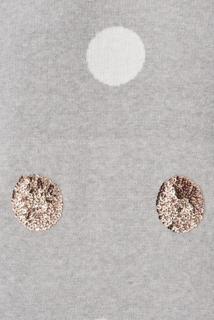 Almeria Knit In Grey With Sequin Spot Wool Blend - fabric