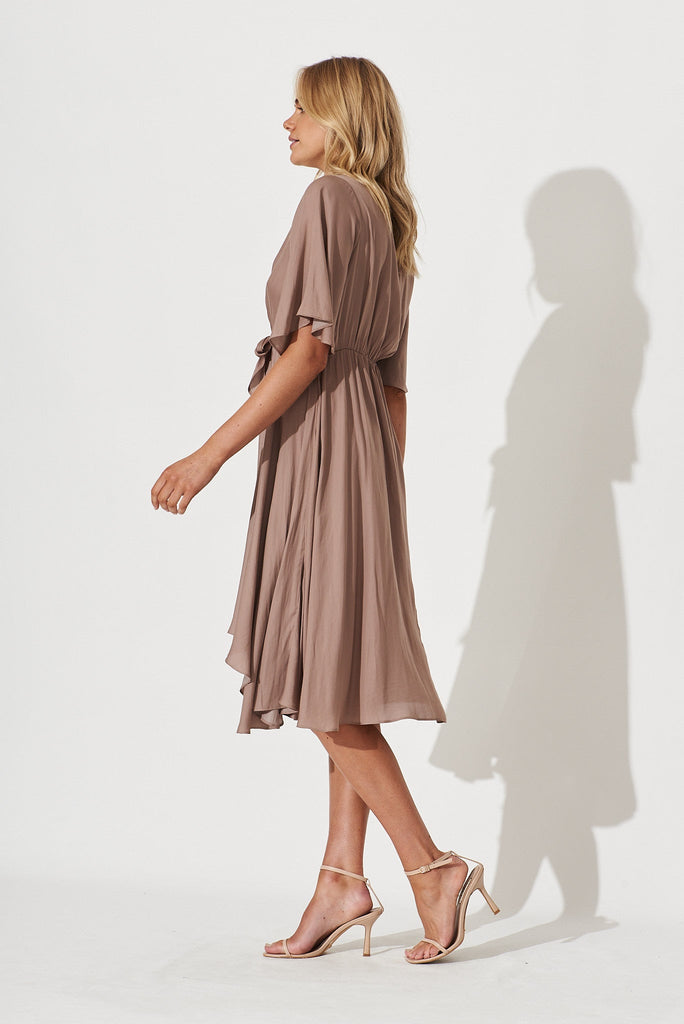 Helsinki Dress In Mink Satin - side