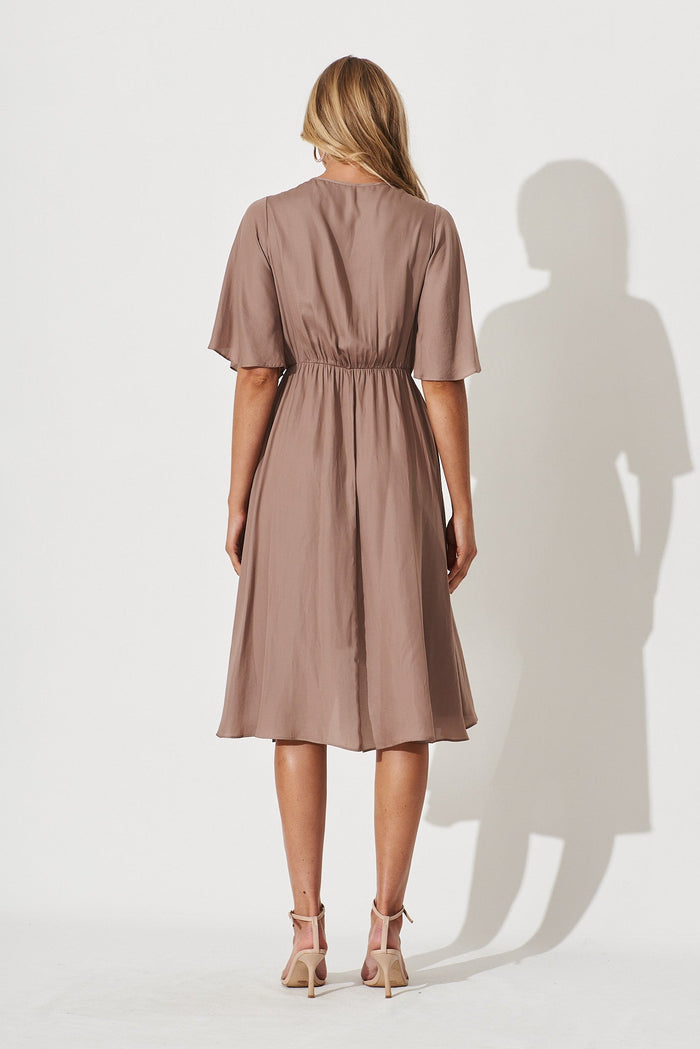 Helsinki Dress In Mink Satin - back