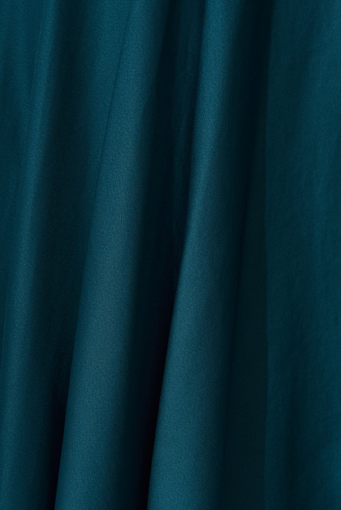 Helsinki Dress In Teal Satin - fabric