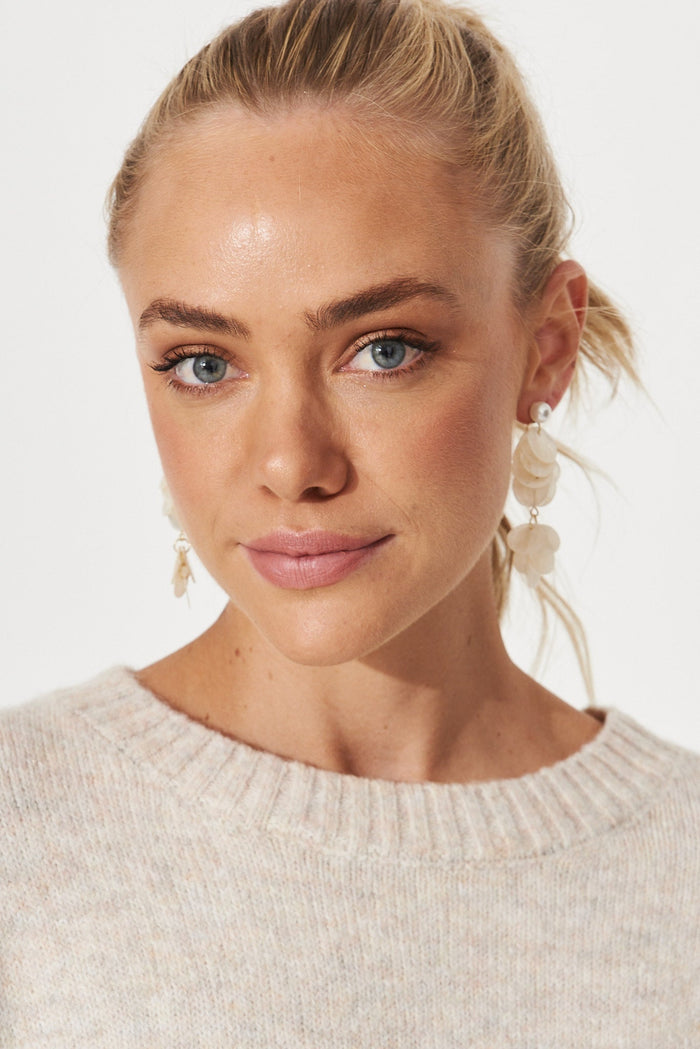 August + Delilah Lille Drop Earrings In White Tortoise Shell - front