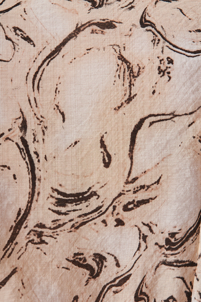 Bluebell Shirt In Beige And Brown Marble Print - fabric