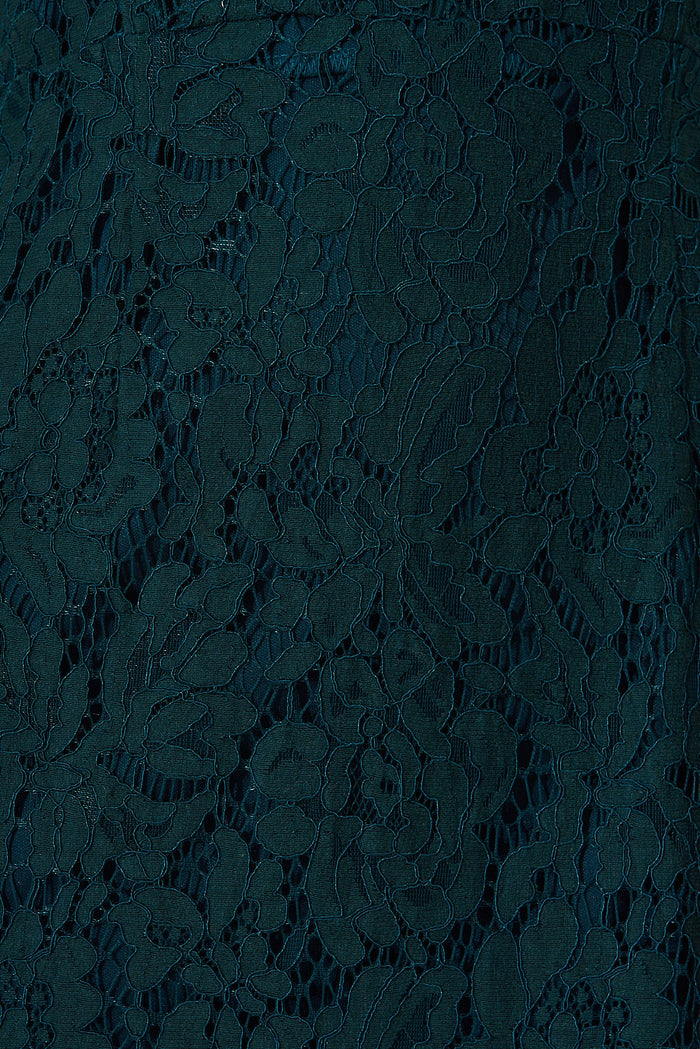 Emilise Midi Dress In Emerald Green Lace - fabric