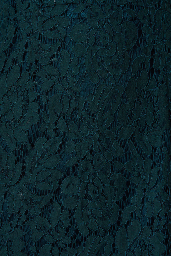 Emilise Midi Dress In Emerald Green Lace - fabric