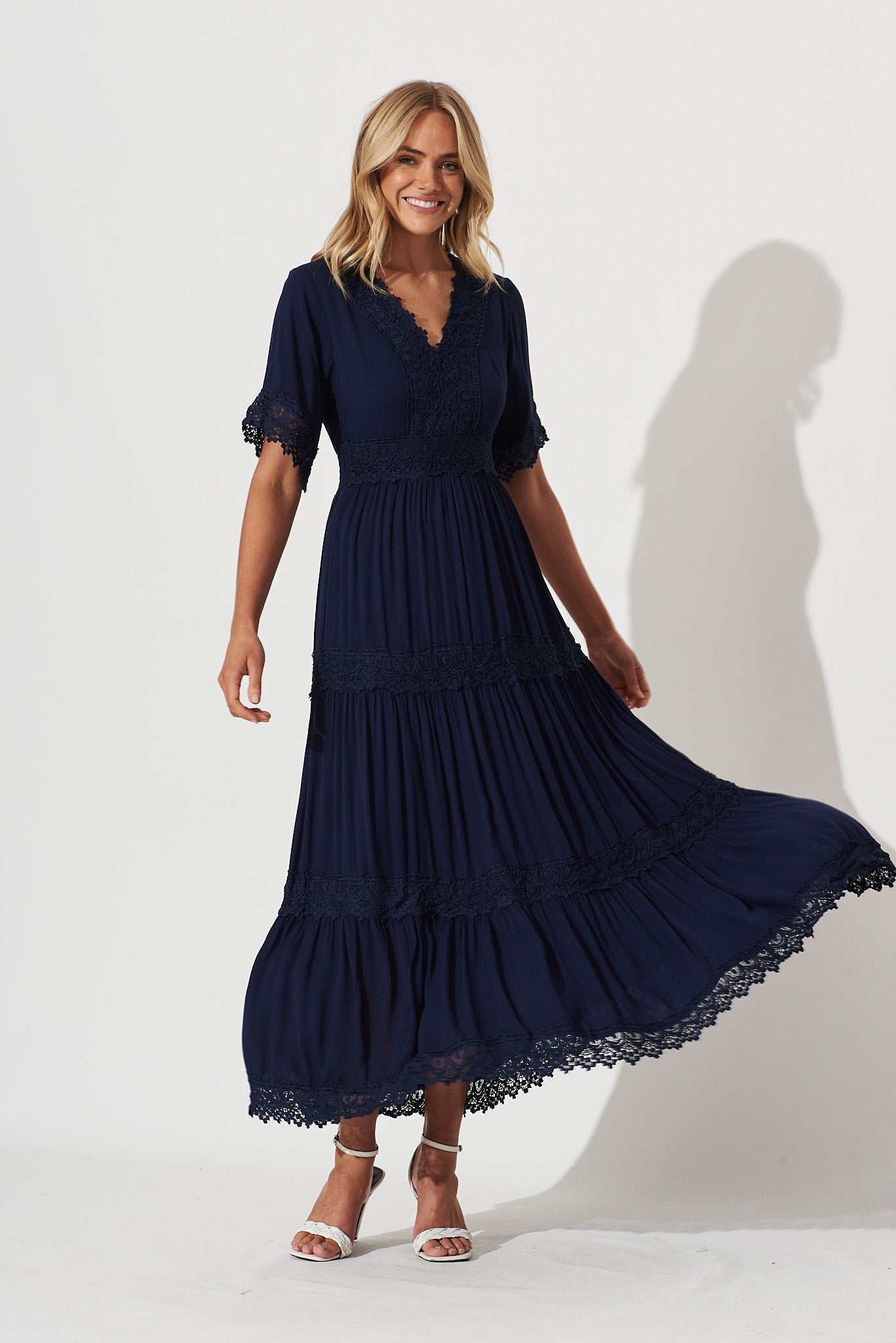 Mona Maxi Dress In Navy - full length