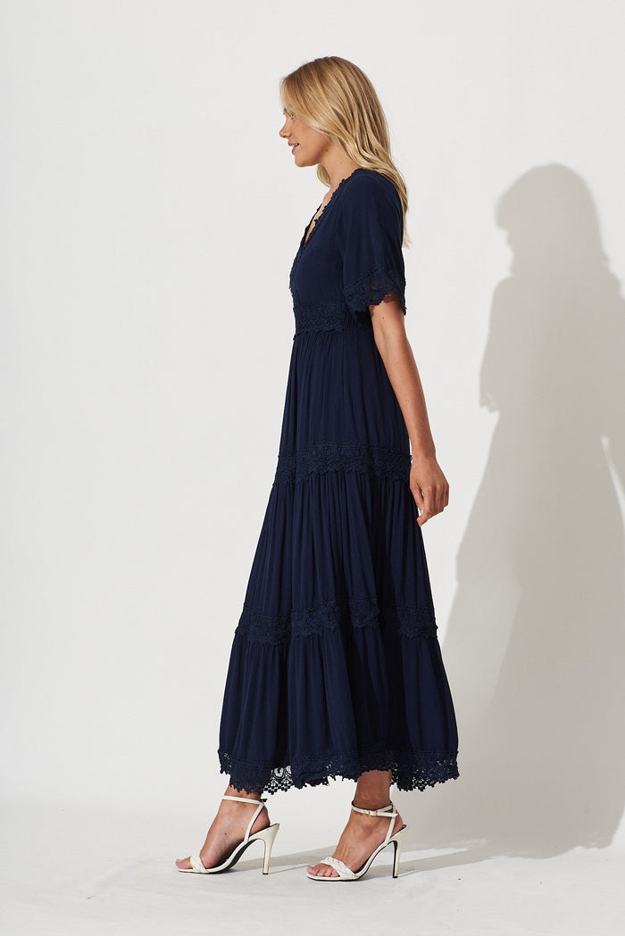 Mona Maxi Dress In Navy - side