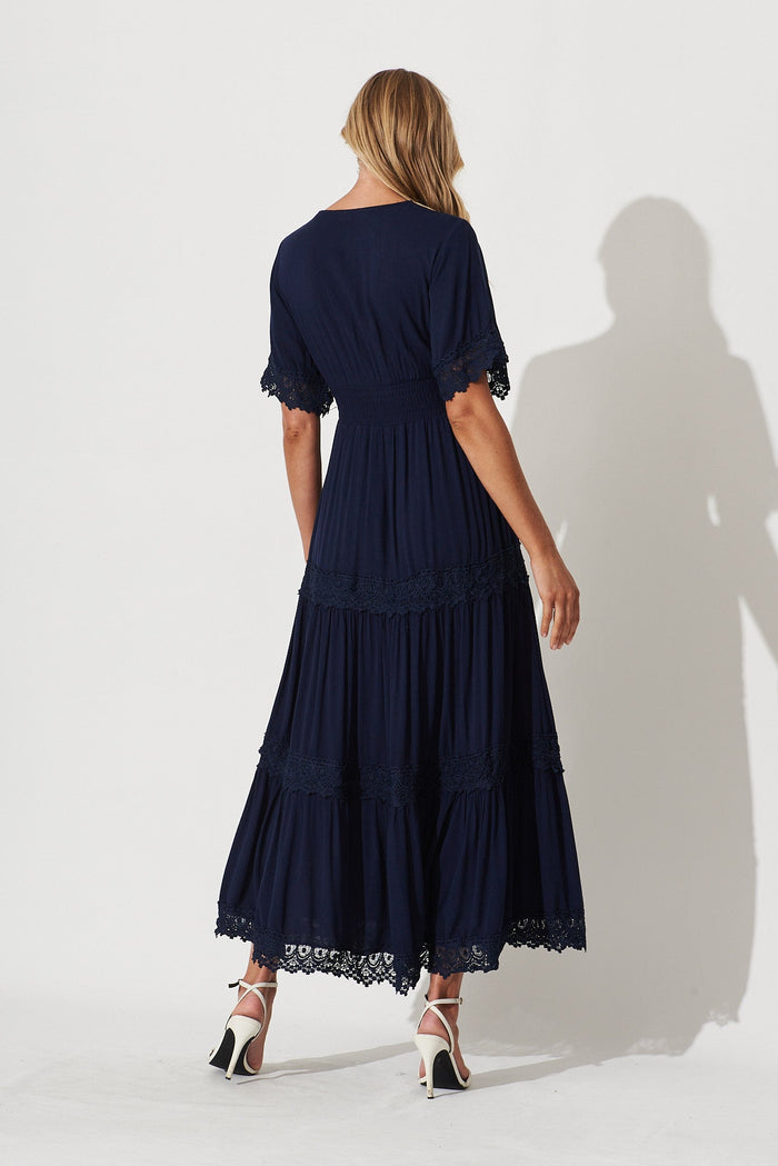 Mona Maxi Dress In Navy - back