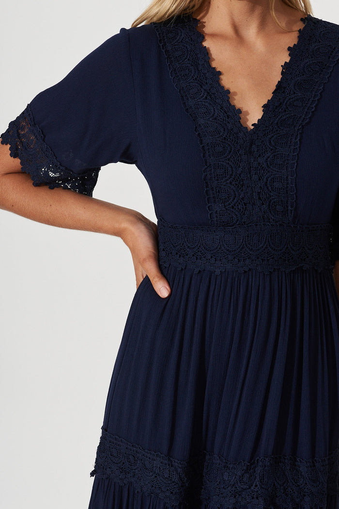 Mona Maxi Dress In Navy - detail