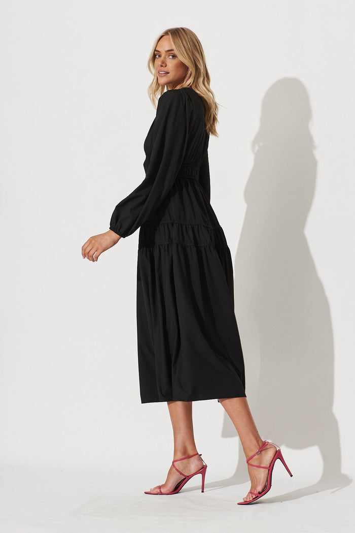 Blossom Midi Dress In Black - side