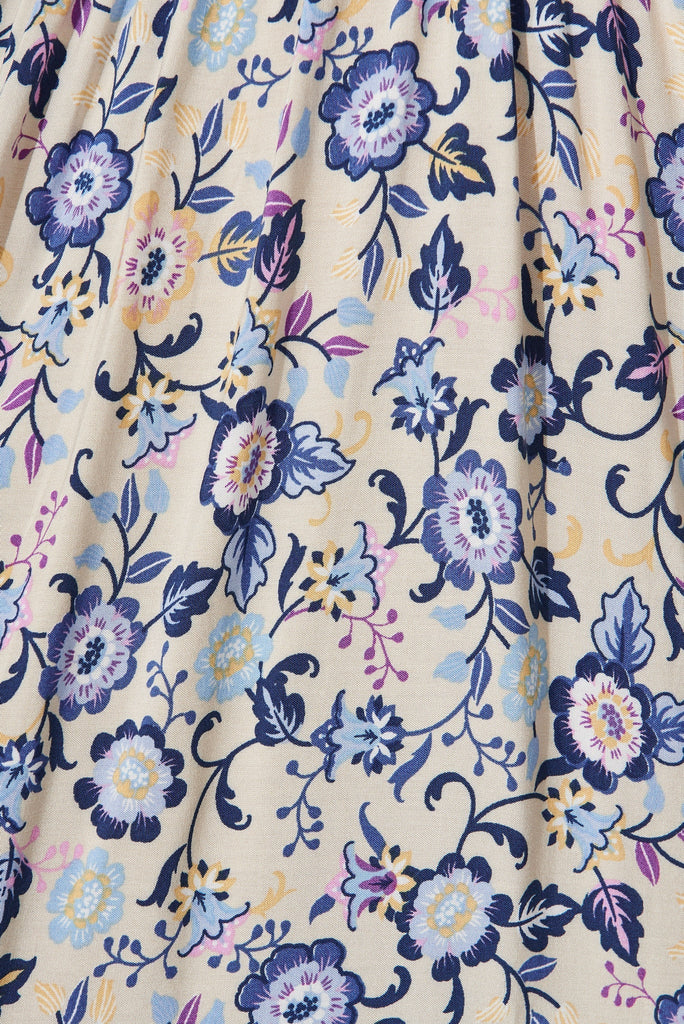 Barcelona Dress In Blue With Blush Boho Print - St Frock (Dev)