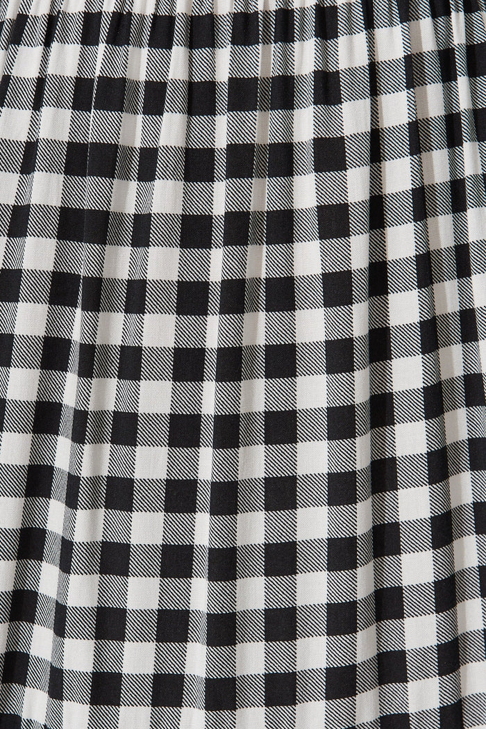 Athens Maxi Dress In White With Black Gingham Check - fabric