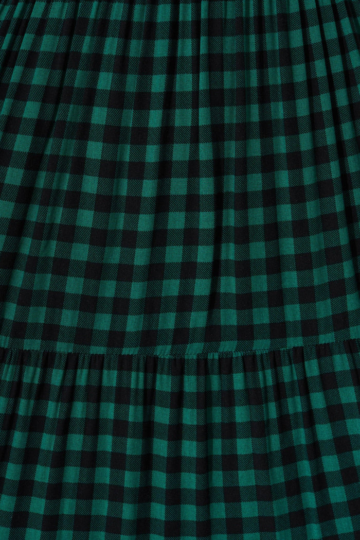 Athens Maxi Dress In Green With Black Gingham Check - St Frock (Dev)
