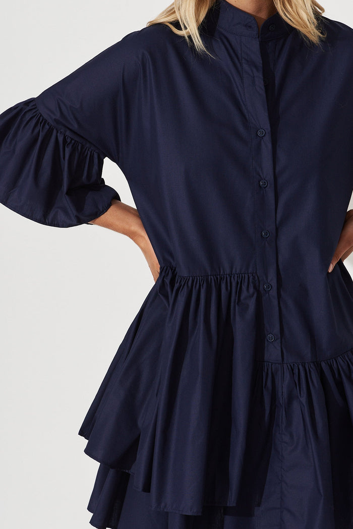 Blaire Shirt Dress In Navy - detail