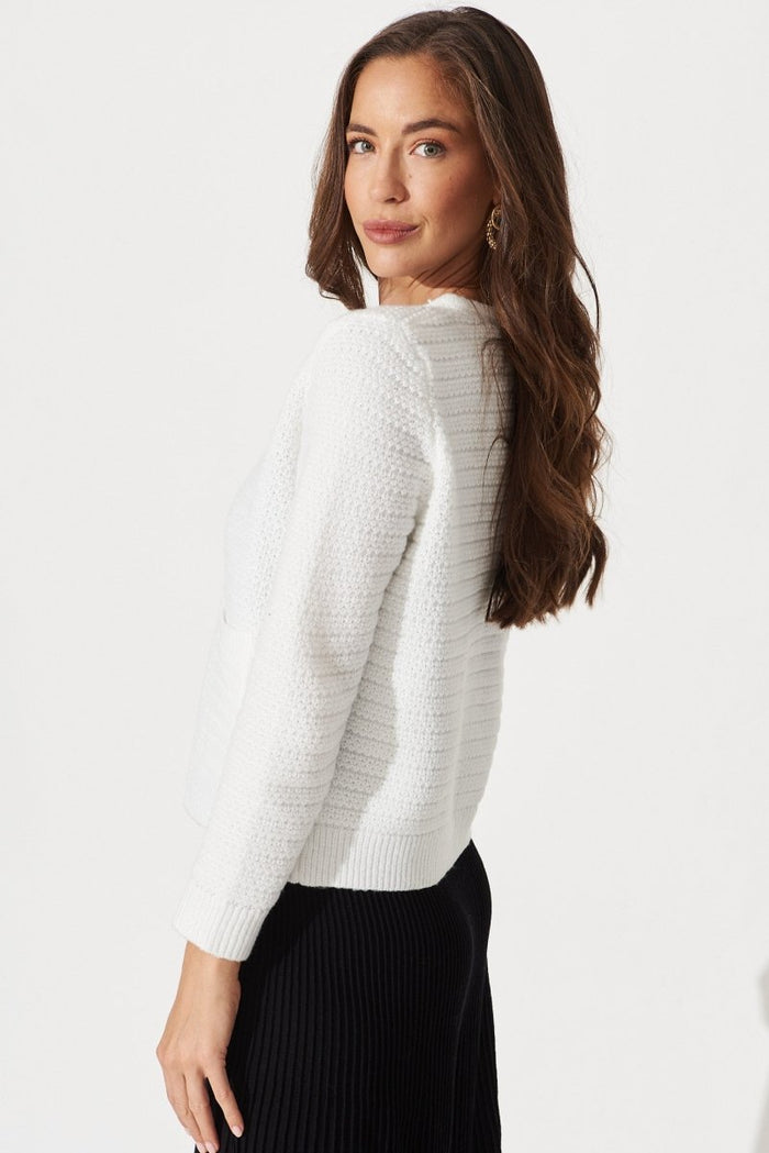 Cartagena Knit Jacket In White - St Frock (Dev)