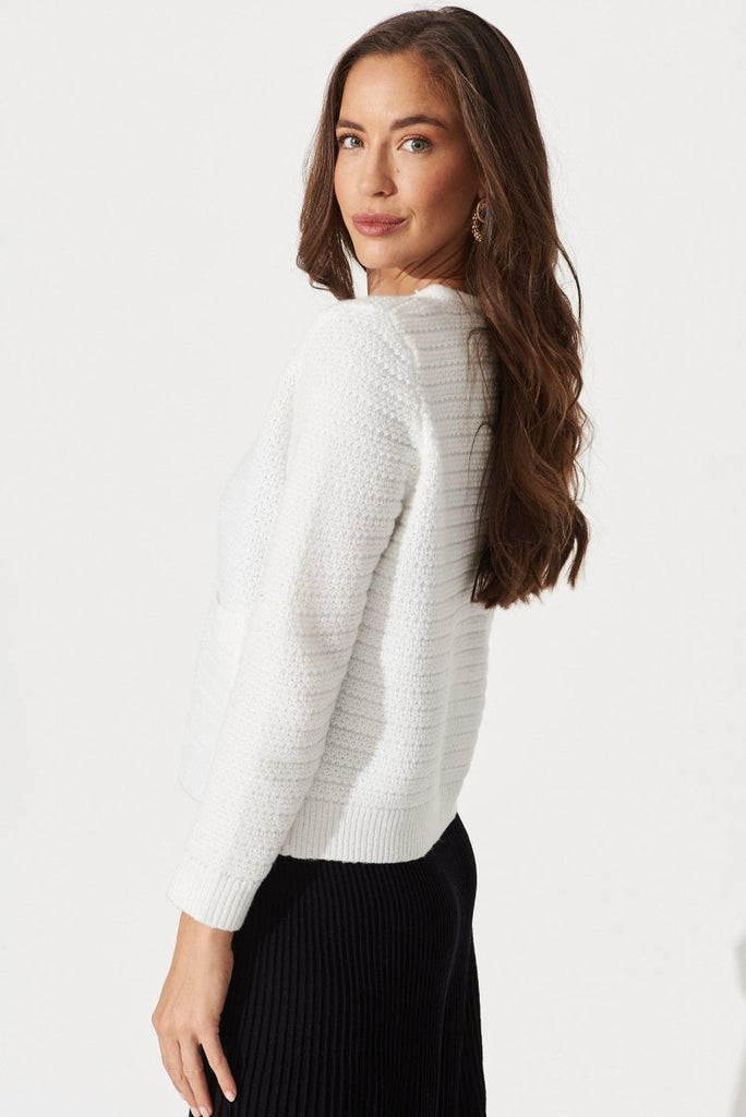 Cartagena Knit Jacket In White - St Frock (Dev)
