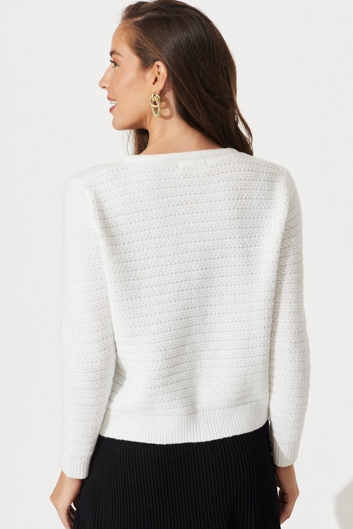 Cartagena Knit Jacket In White - St Frock (Dev)