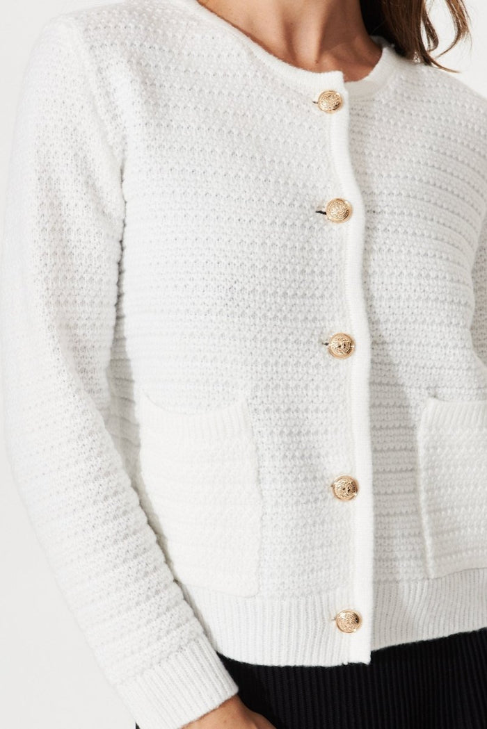 Cartagena Knit Jacket In White - St Frock (Dev)