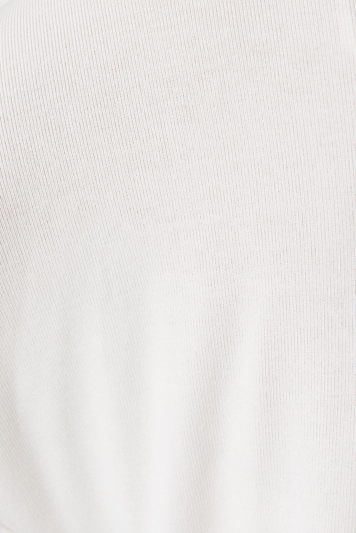 Cova Zip Front Knit Top In White - fabric