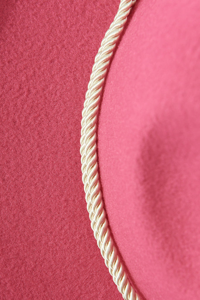 August + Delilah Montpellier Fedora In Hot Pink With Gold Trim - detail close up