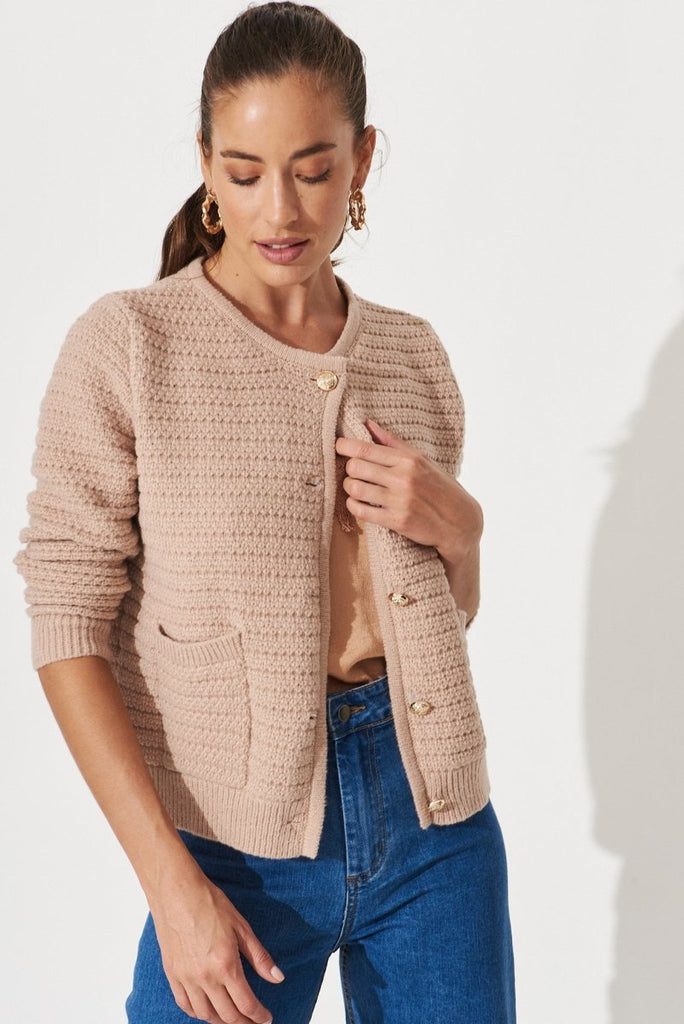 Cartagena Knit Jacket In Beige - St Frock (Dev)