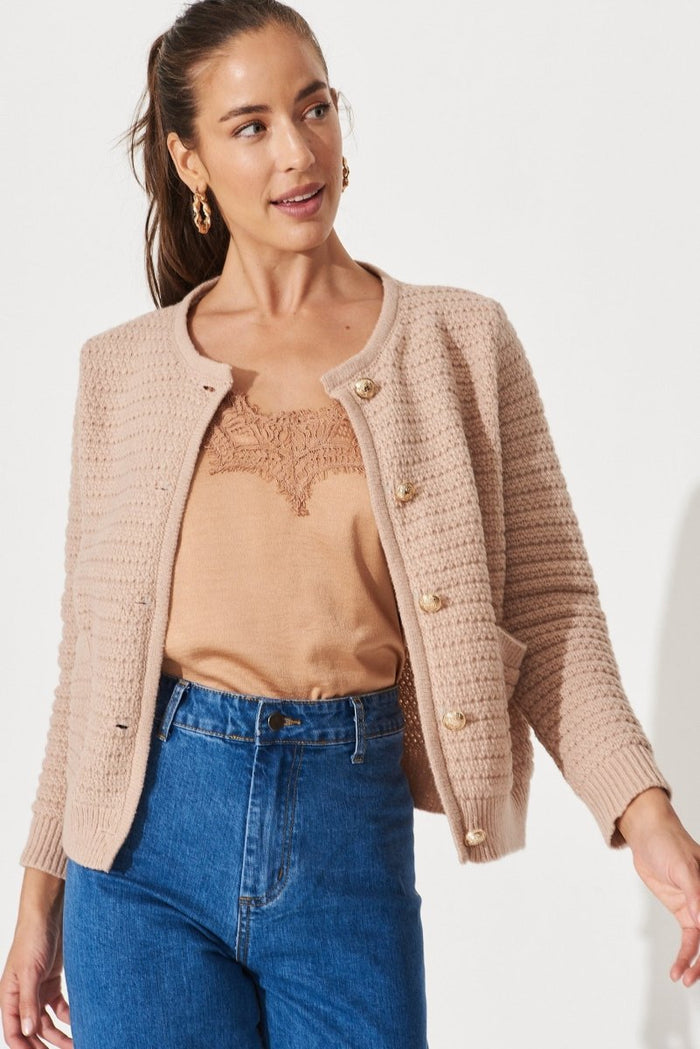 Cartagena Knit Jacket In Beige - St Frock (Dev)