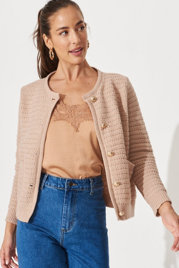 Cartagena Knit Jacket In Beige - St Frock (Dev)