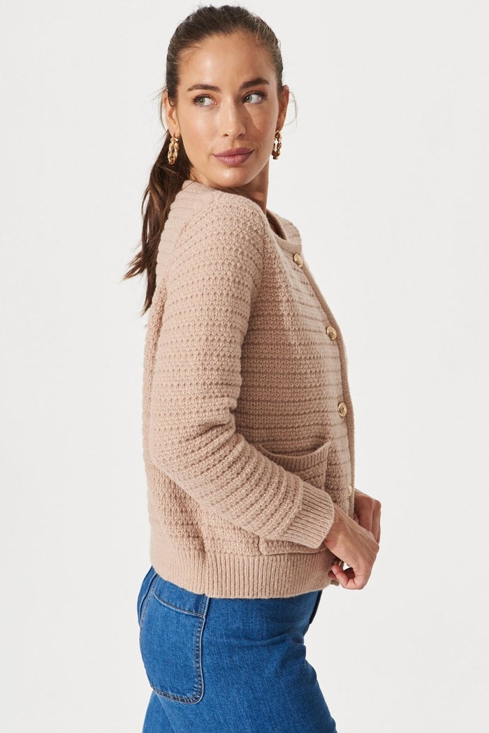 Cartagena Knit Jacket In Beige - St Frock (Dev)