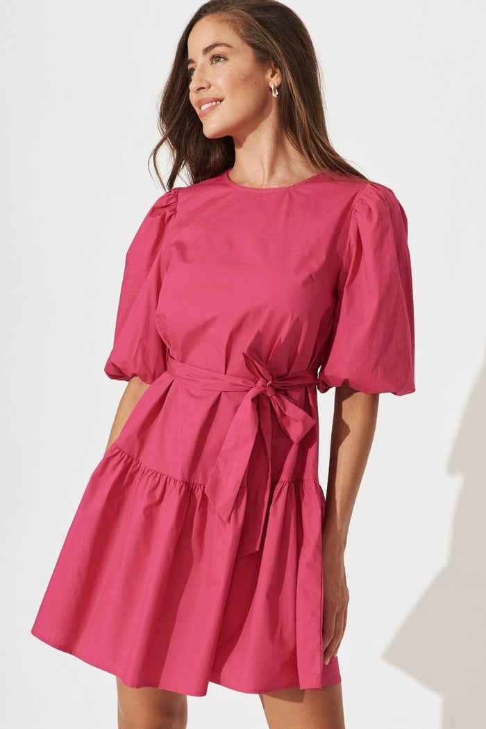 Chowder Bay Dress In Hot Pink Cotton - St Frock (Dev)