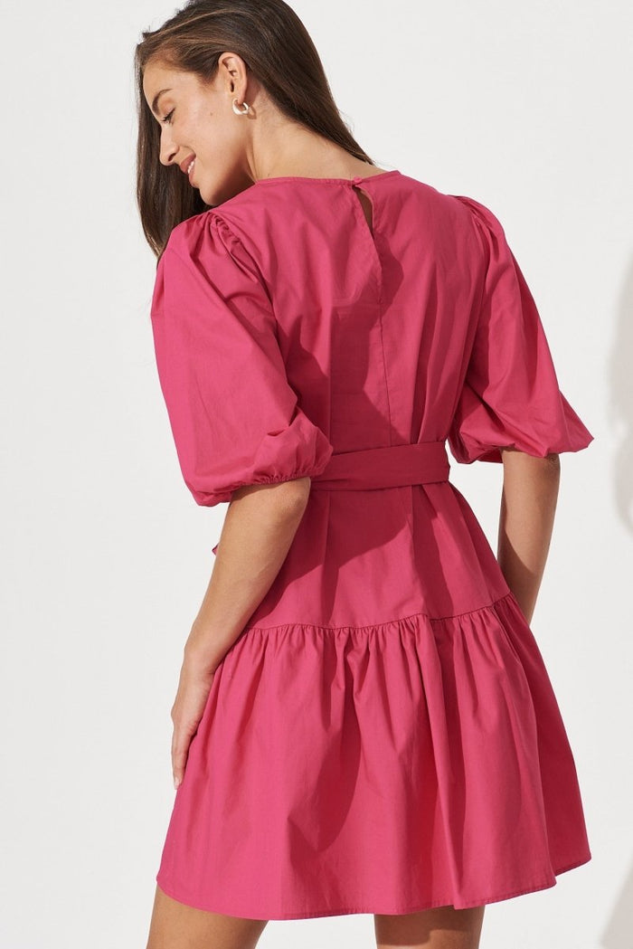 Chowder Bay Dress In Hot Pink Cotton - St Frock (Dev)