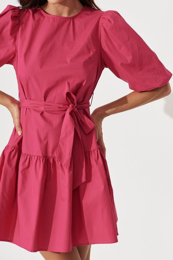 Chowder Bay Dress In Hot Pink Cotton - St Frock (Dev)