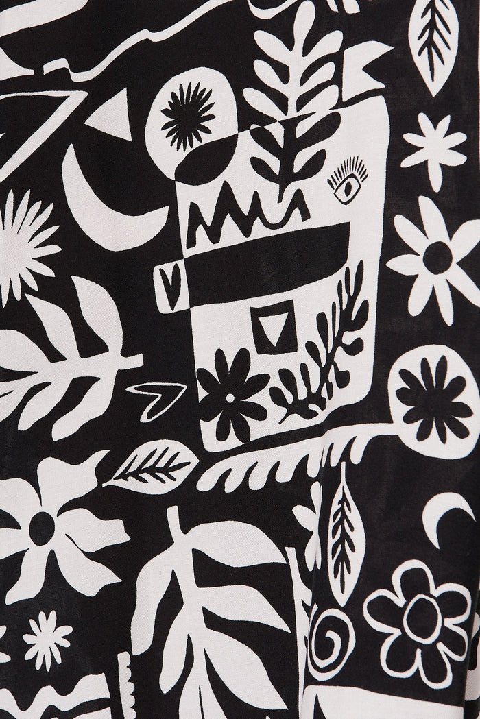 Mariah Pants In Black With White Floral - fabric