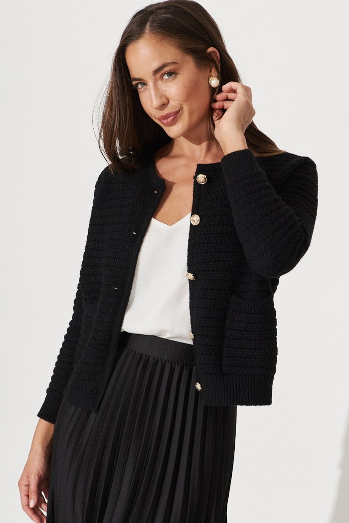 Cartagena Knit Jacket In Black - St Frock (Dev)
