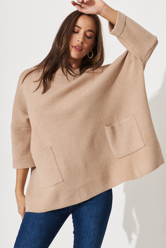 Winterberry Knit In Beige Wool Blend - front