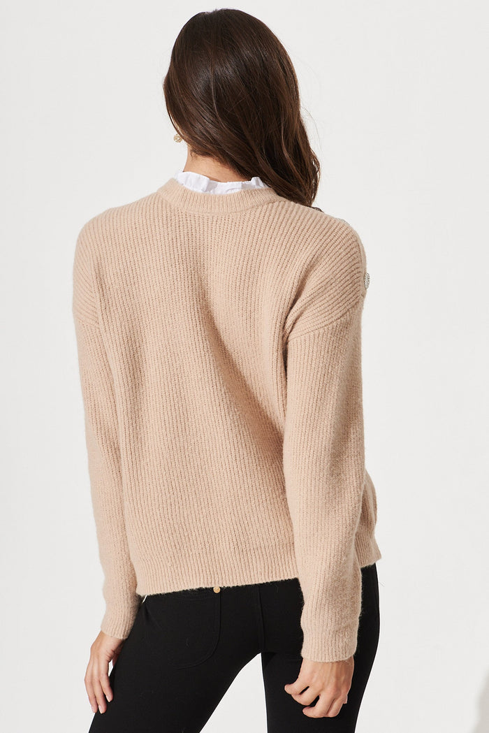 Seville Knit In Camel Brown Wool Blend - back
